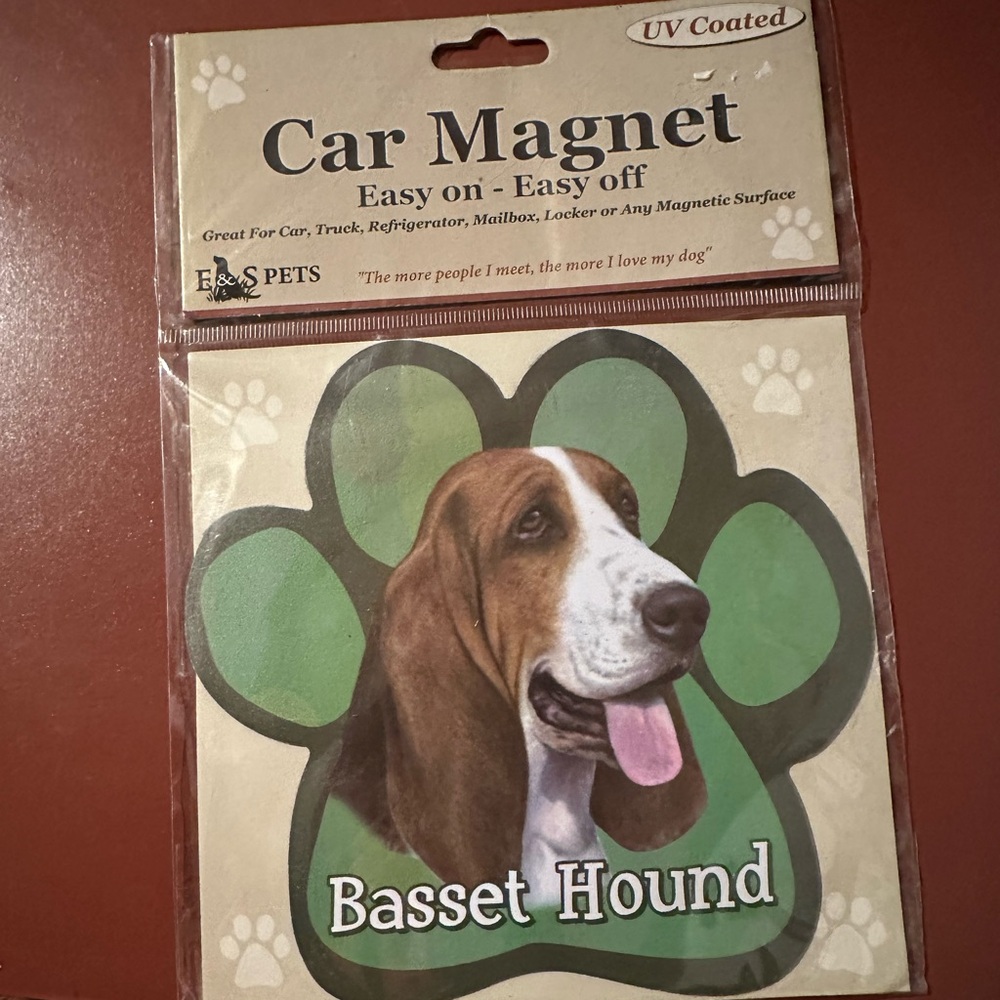 Basset Hound UV Coated Car Magnet